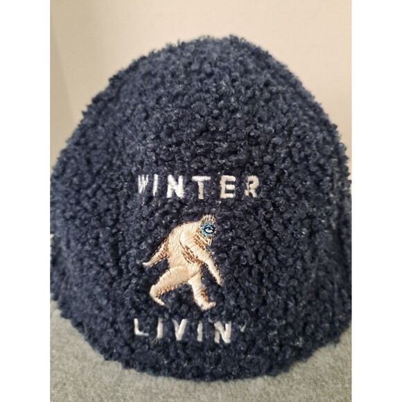 Winter Livin Yeti Bigfoot Sasquatch Fleece Youth Kids Hat Cap Blue Gray - Picture 2 of 6